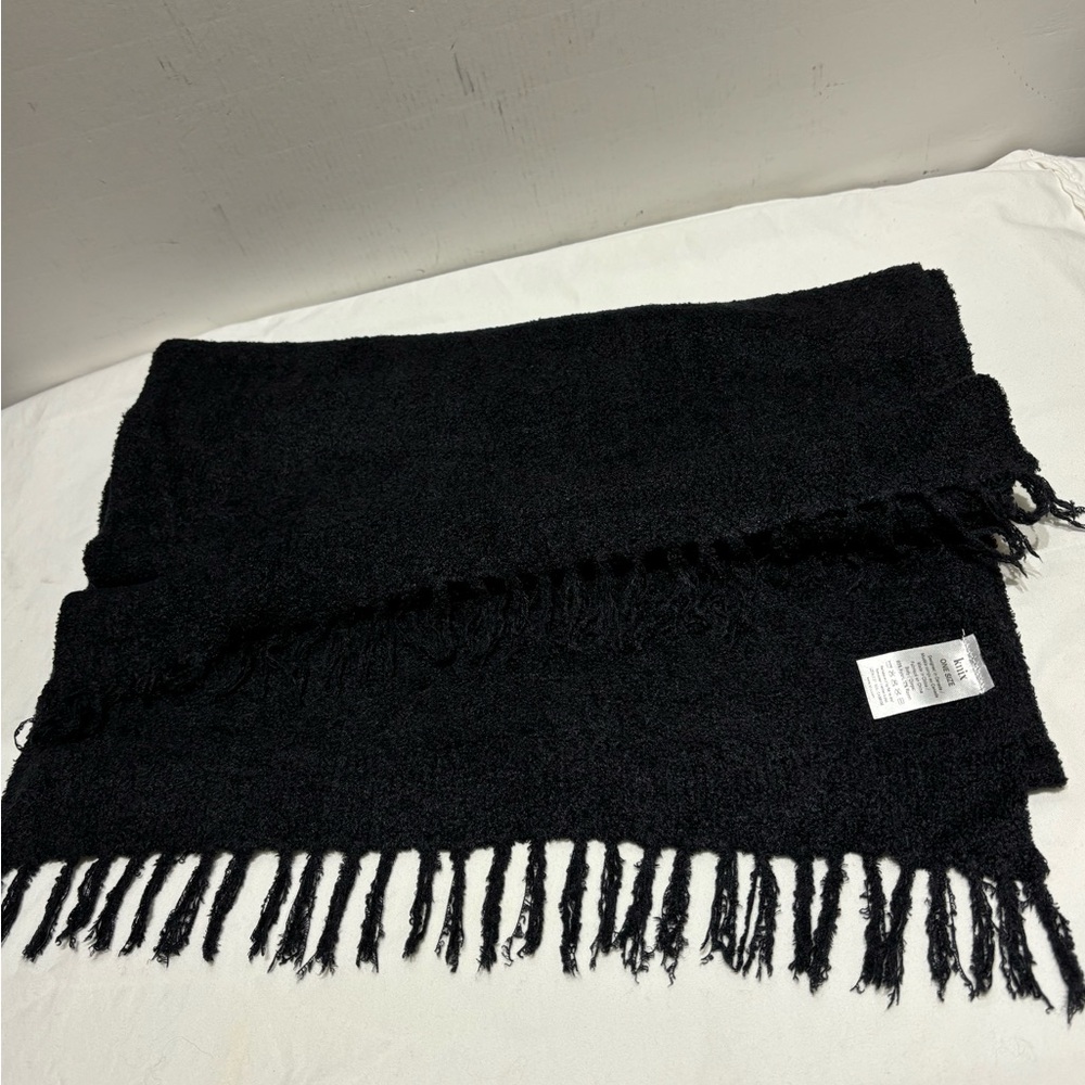 Knix Black Fringed Scarf